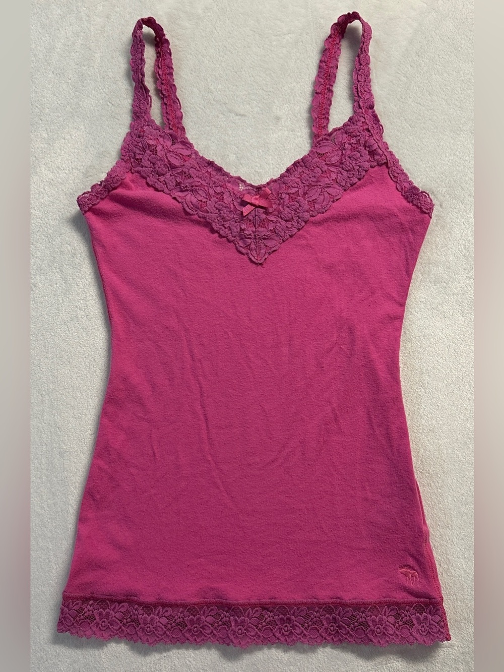 Y2K A&F women's pink cotton lace trim fitted tank, S.